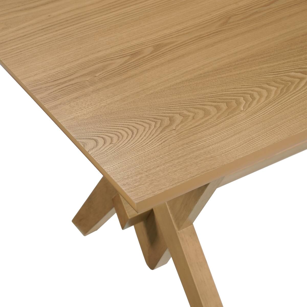 Alt View 3. Loheer - Loheer 63 inch Farmhouse Dining Table, Natural Wood Rectangular Table Seats Six - Natural.
