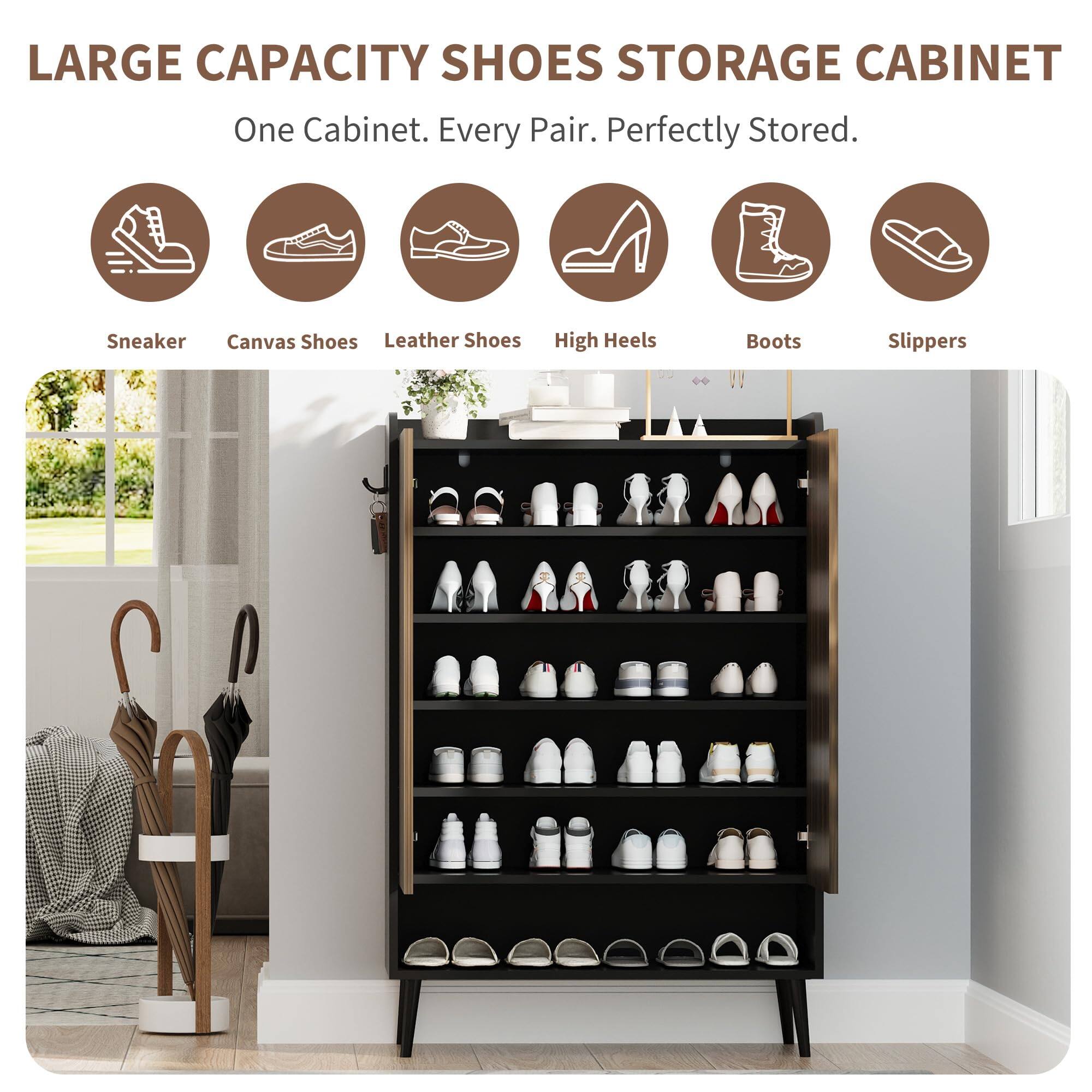 LARGE CAPACITY SHOES STORAGE CABINET  
One Cabinet. Every Pair. Perfectly Stored.

- Sneaker
- Canvas Shoes
- Leather Shoes
- High Heels
- Boots
- Slippers
