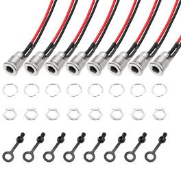 Unique Bargains - 8pcs DC-099 5.5x2.1mm 30V 5A 2Pin Panel Mount DC Jack with Waterproof Cap & Wires, 100mm - Silver