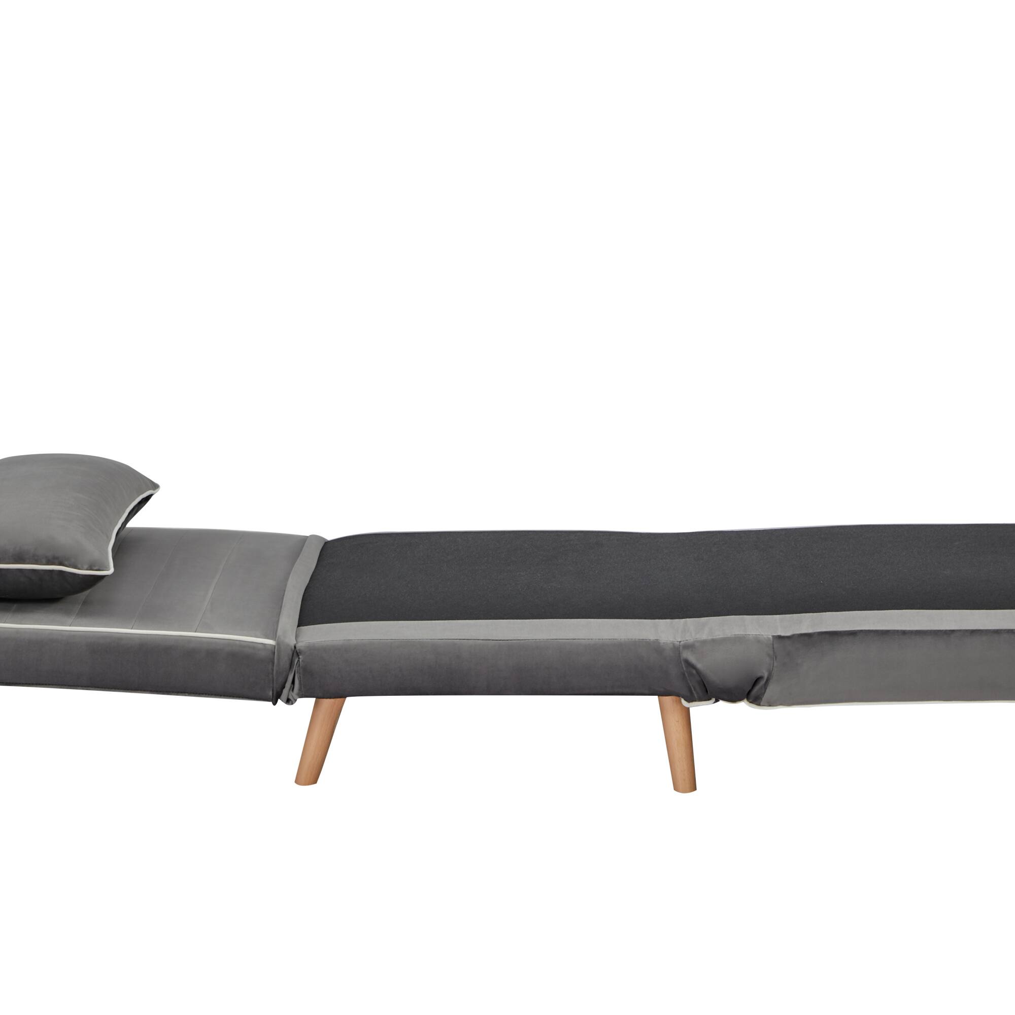 Alt View 7. GOODSILO - Modern Velvet Foldable Sleeper Chair with Adjustable Backrest - Converts to Bed in Seconds - Grey.