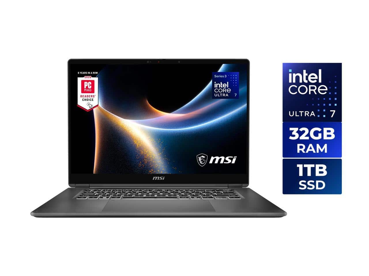 MSI - Prestige 16 Flip AI+ 16" Touchscreen Laptop Intel Core Ultra 7 355, 32GB RAM, 1TB SSD, Windows 11 (C3MTG-058US) - Platinum Gray