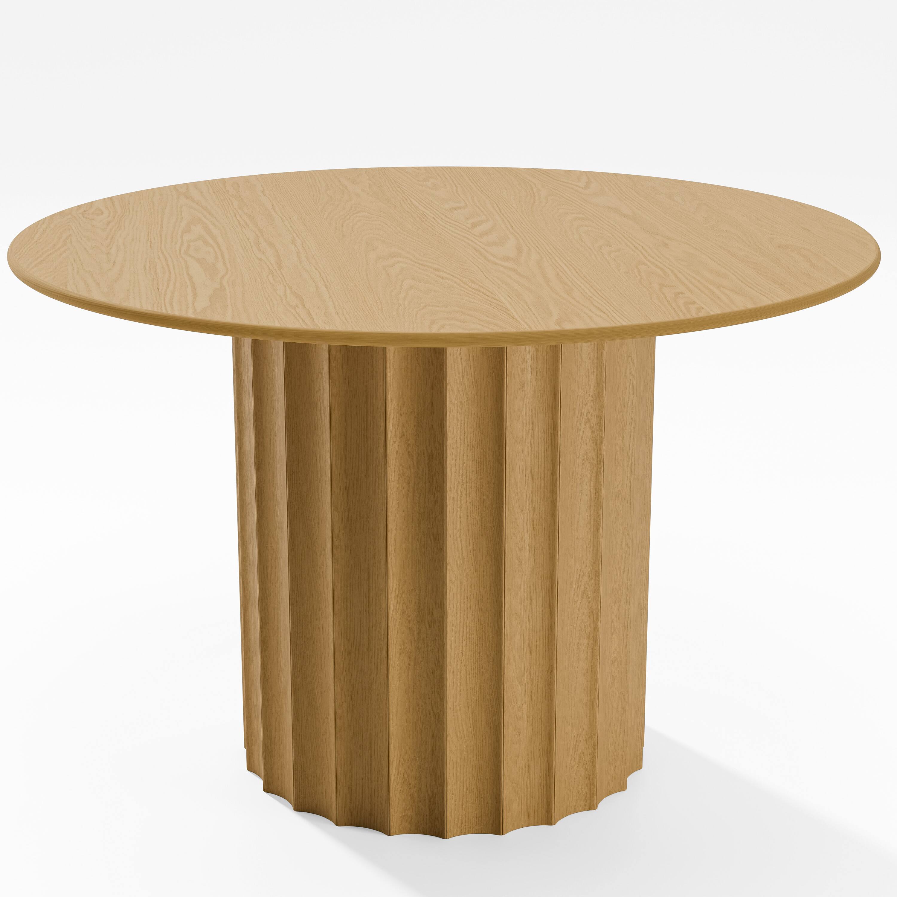 Alt View 7. PexFix - Minimalist Farmhouse Curved Edge Round Solid Oak 46 in. Wide Fluted Base Kitchen & Dining Table Seats 4 - Natural.