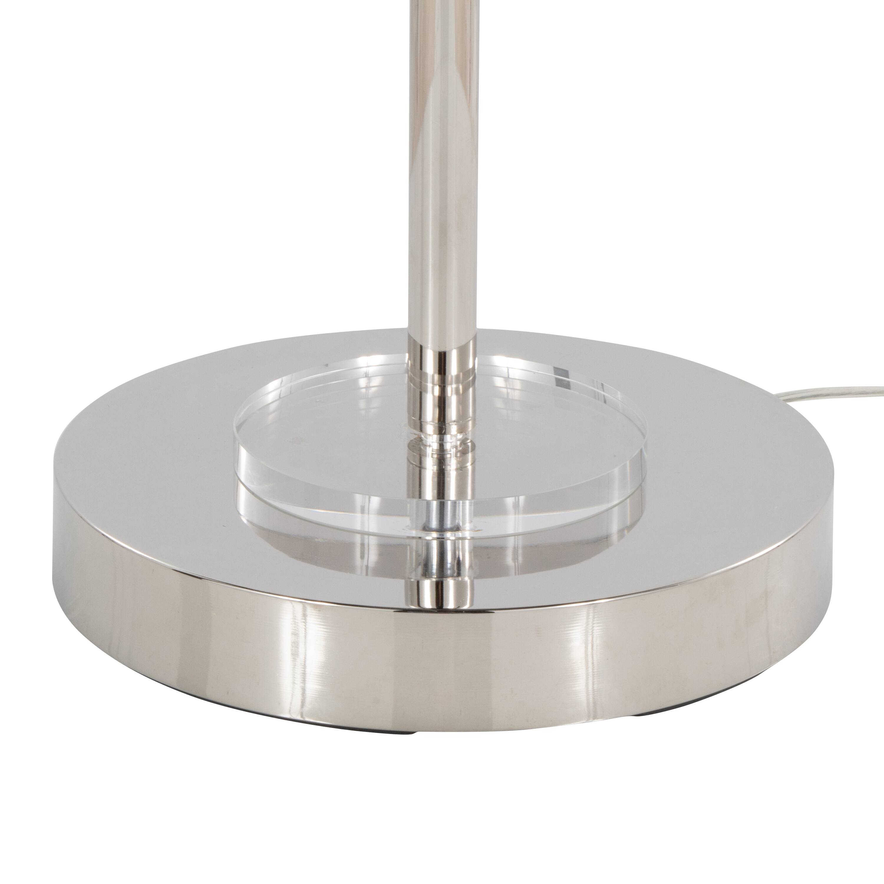 Angle. Loheer - Loheer Crystal Floor Lamp Polished Nickel Tall Standing Light for Bedroom - Clear,Nickel,White.