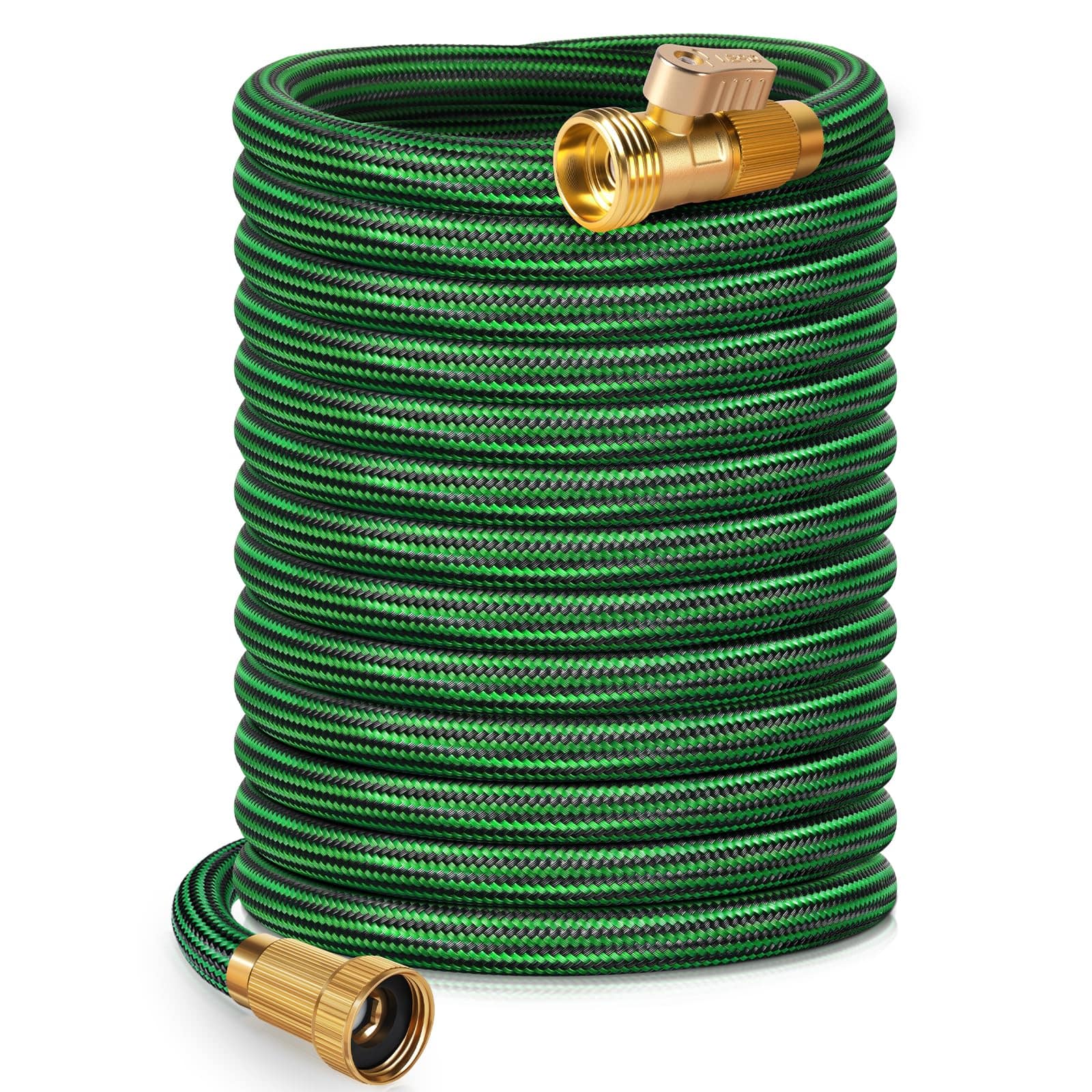 JETRANSPORT - Garden Hose 75 Ft Non-expandable Water Flexible & Lightweight Kink Resistant Hybrid Leak-proof Heavy Duty Sup - Green 100ft