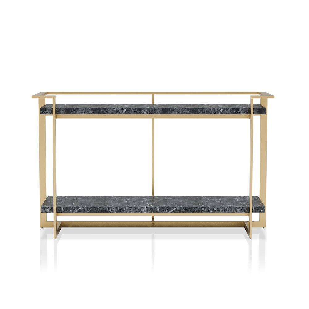 Alt View 1. Furniture of America - Meliman Contemporary Metal 1-Shelf Console Table in Gold and Black - Black.