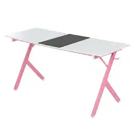JJS - 63" Carbon Fiber Surface Computer Table - White Pink