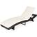 Front. Costway - Patio Rattan Folding Lounge Chair Chaise Adjustable W/Cushion - White.