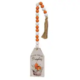 BreeBe - *Farm Fresh Pumpkins Beaded Wood Tag - Multi