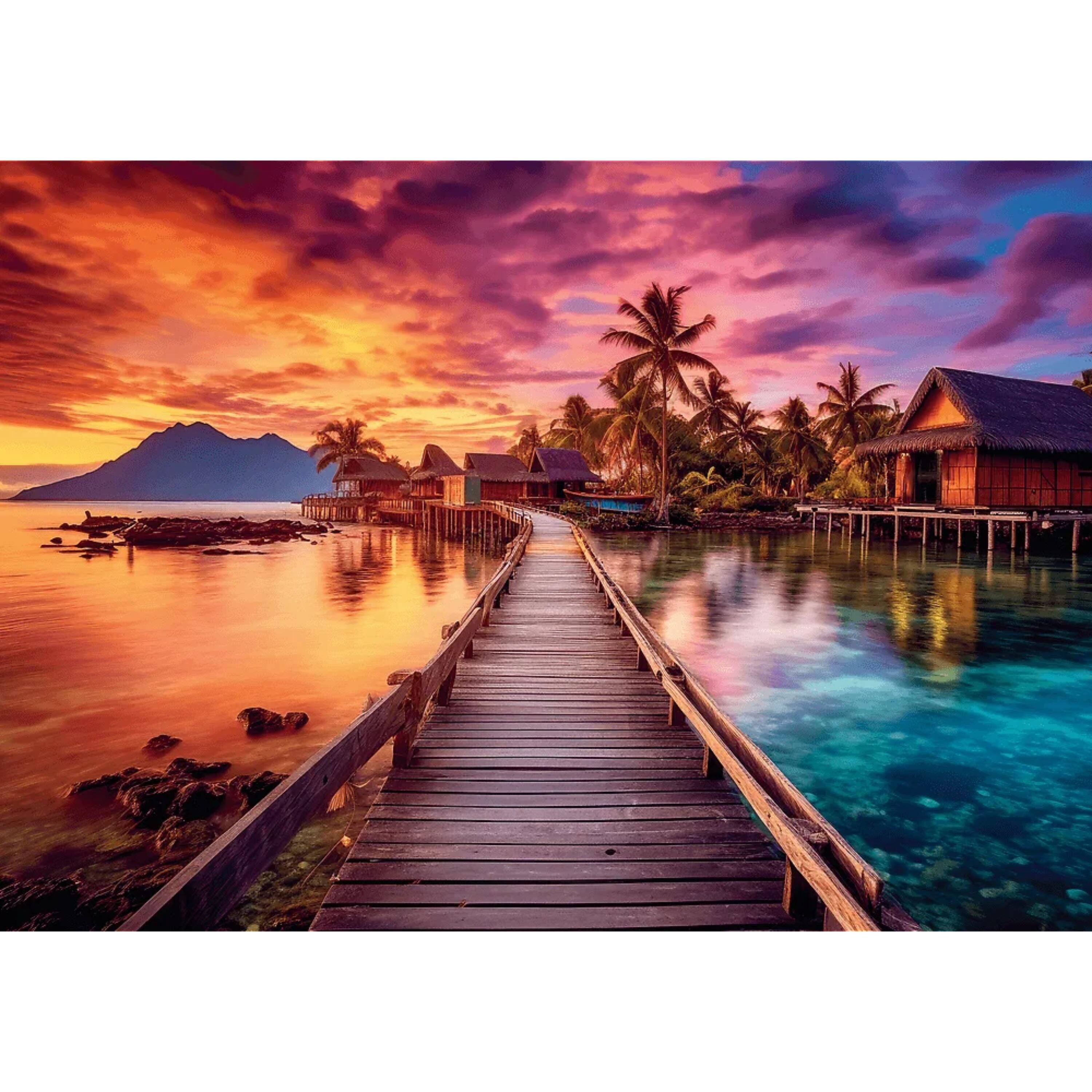Alt View 1. Trefl - Trefl Red Sunset in the Maldives 1000 Piece Puzzle.