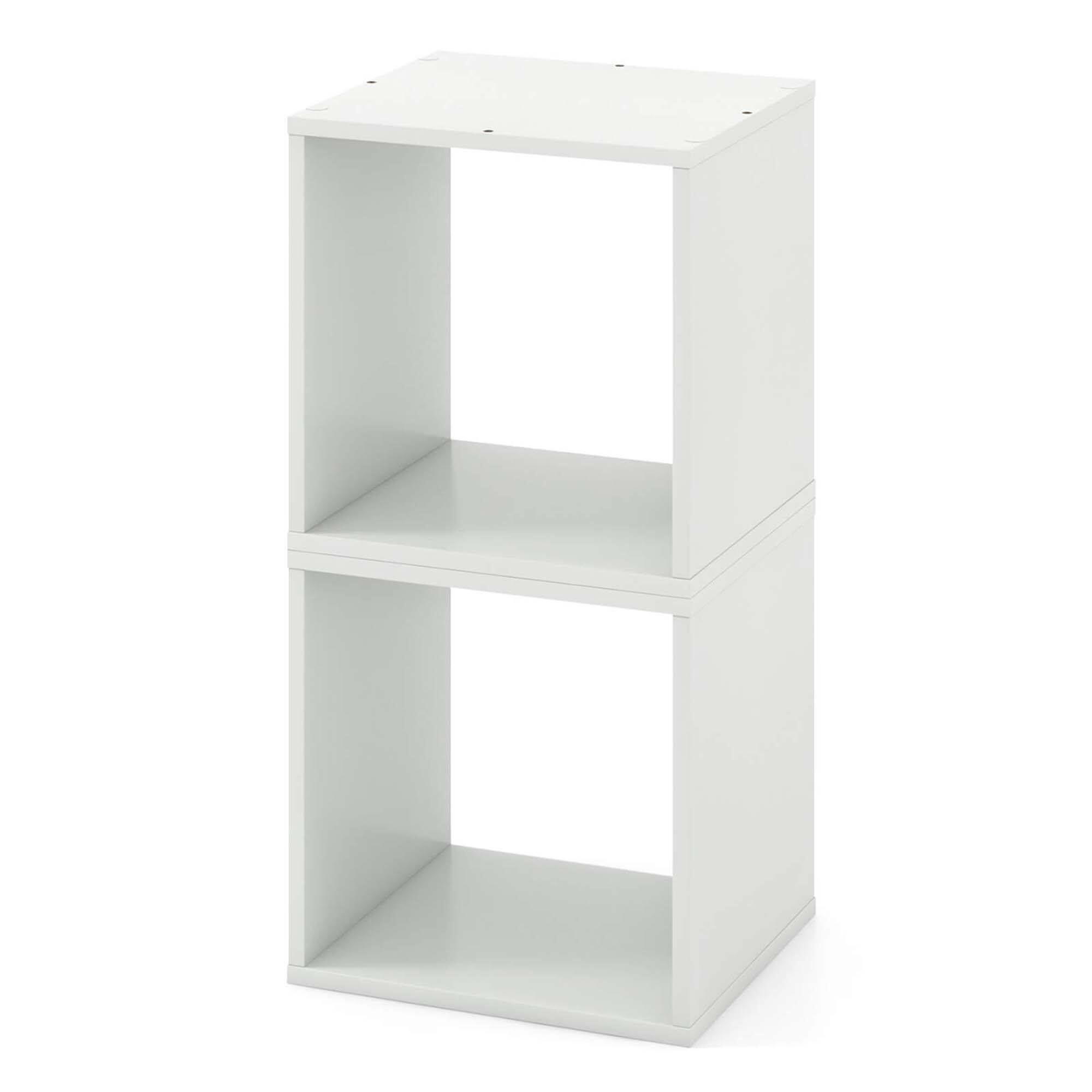 Alt View 6. Costway - Costway 2PCS Stackable Storage Cube Free-standing Storage Organizer Bookcase for Bedroom White - White.