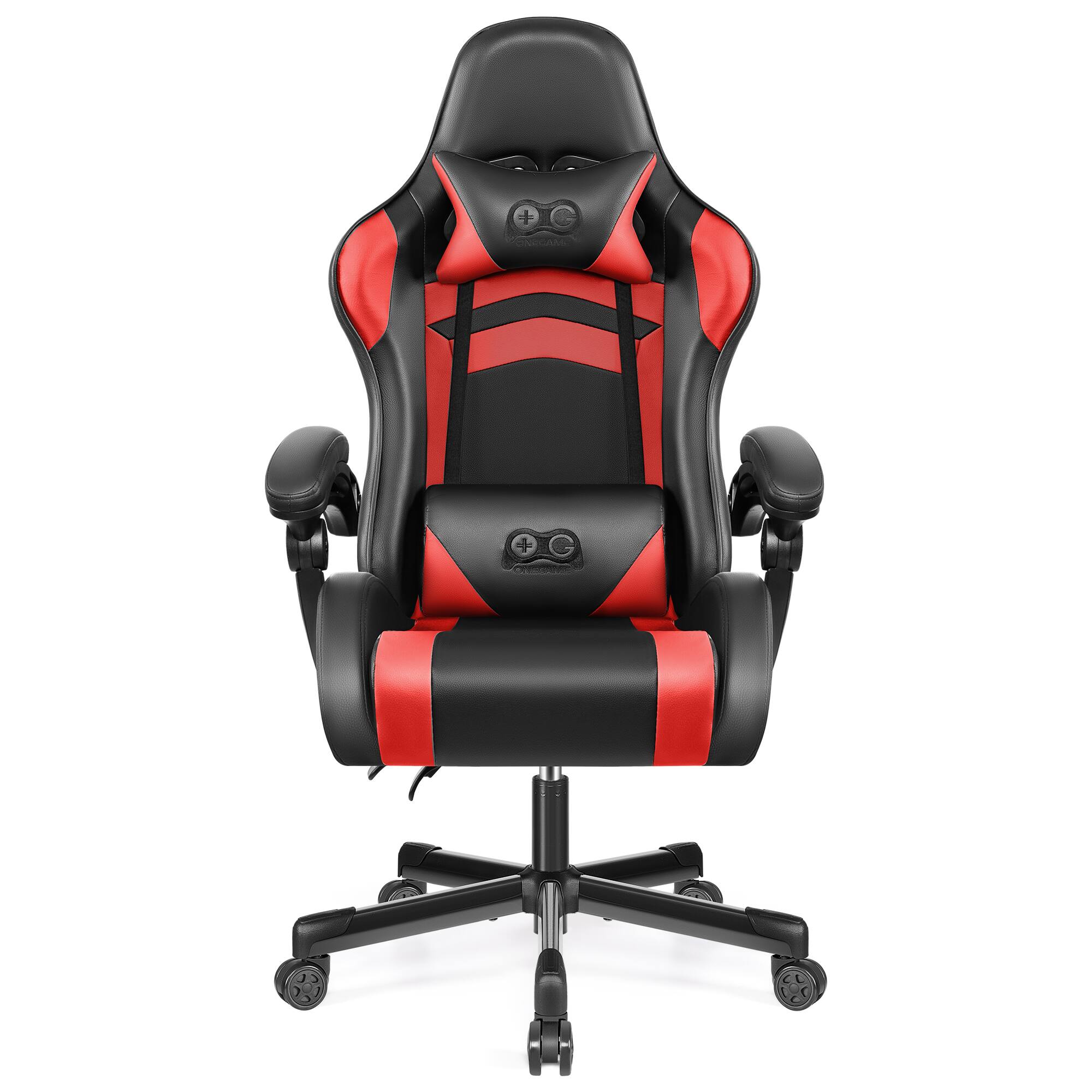 Front. Brick Attic - Ergonomic Gaming Chair, PU Leather Racing Style Game Office Chair, Adjustable Backrest Swivel Gamer Chair Computer Chair - Red.