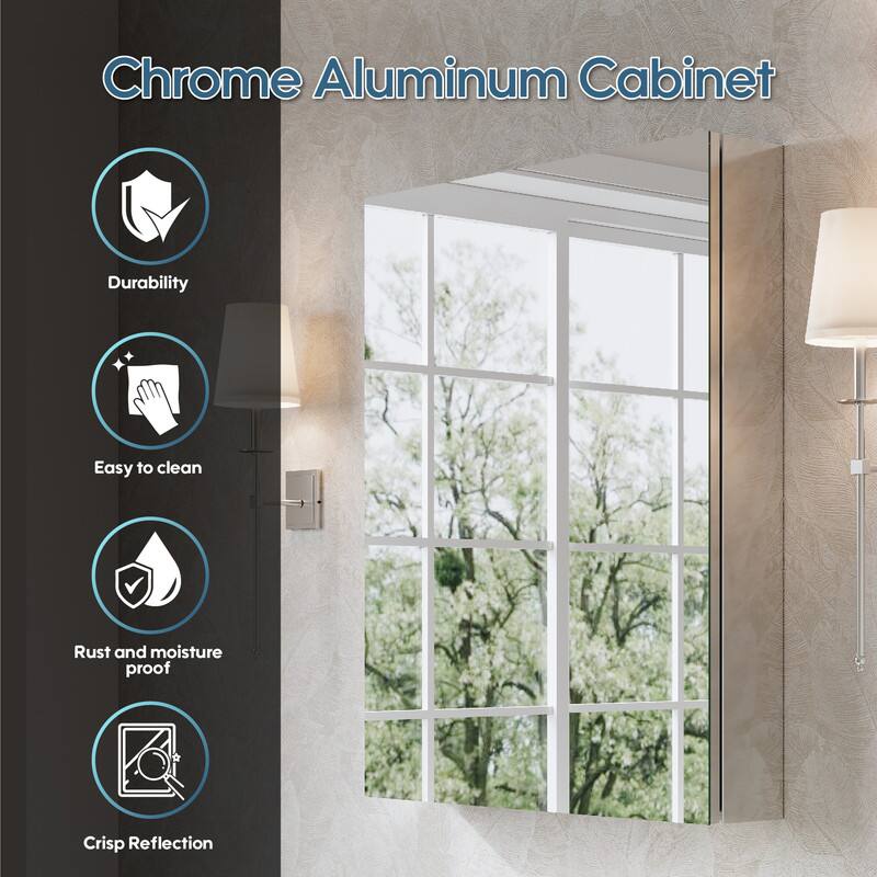Chrome Aluminum Cabinet

- Durability
- Easy to clean
- Rust and moisture proof
- Crisp Reflection