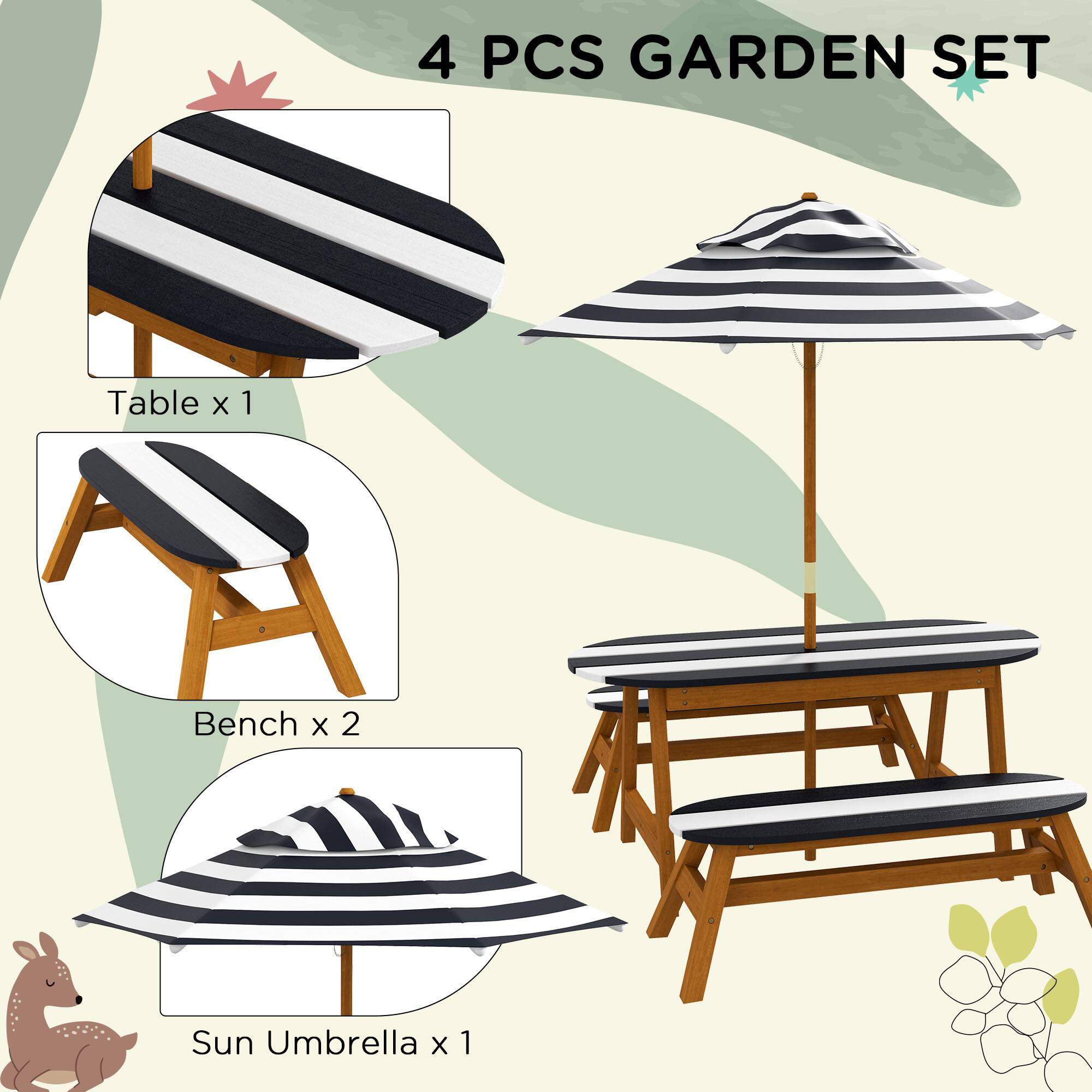 4 PCS GARDEN SET

- Table x 1
- Bench x 2
- Sun Umbrella x 1