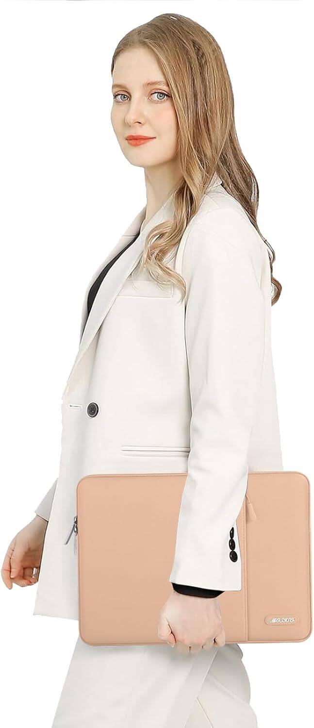 Alt View 1. mosiso - Laptop Case 13-13.3 inch Laptop Sleeve Fit with MacBook Air/Pro 13/Pro 14  HP Dell ASUS Lenovo  Sleeve Bag with Pocket - Peach Fuzz.