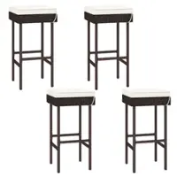 Costway Patio Rattan Barstools Set of 4 Outdoor Wicker Bar Height Chairs with Footrest - Off White,Mix Brown - Front_Zoom