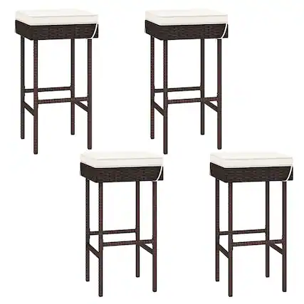 Front. Costway - Patio Rattan Barstools Set of 4 Outdoor Wicker Bar Height Chairs with Footrest - Off White,Mix Brown.