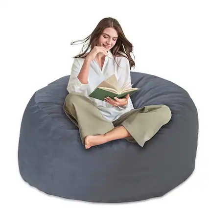 Front. PO3TICJUNKI3 - Bean Bag Chair For Adults kids with Memory Foam Filling Bags With Ultra Soft Washable Cover Beanbag Sofa Li - Grey.