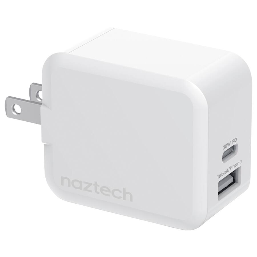 Naztech Block Naztech 30 Watt Power Delivery Dual Output USB C Fast Wall Charger ...