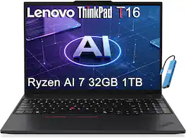 Lenovo - Upgraded - ThinkPad T16 Gen 4 Laptop - 16" FHD+ AI PC - AMD Ryzen AI 7 PRO with 32GB Memory - 1TB SSD - Windows 11 Pro - Black