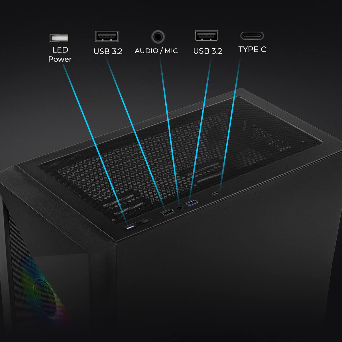 LED Power  
USB 3.2  
AUDIO / MIC  
USB 3.2  
TYPE C