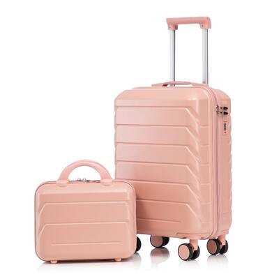 Front. Ropilly - Ropilly Pink Luggage Set with Cosmetic Case 20 Inch Carry On Luggage ABS Hard Shell - Pink.
