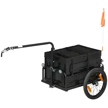 Front. Aosom - Aosom Bike Cargo Trailer, Bicycle Trailer Wagon Cart with Removable Storage Box, Quick Release 16" Wheels - Black.