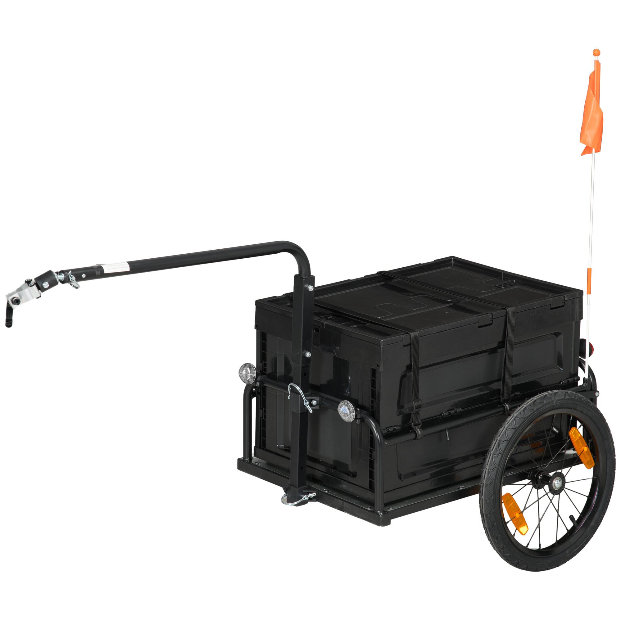 Front. Aosom - Aosom Bike Cargo Trailer, Bicycle Trailer Wagon Cart with Removable Storage Box,  Quick Release 16" Wheels - Black.
