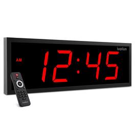 Ivation - 24" Digital Wall Clock – LED Display, Remote - Red