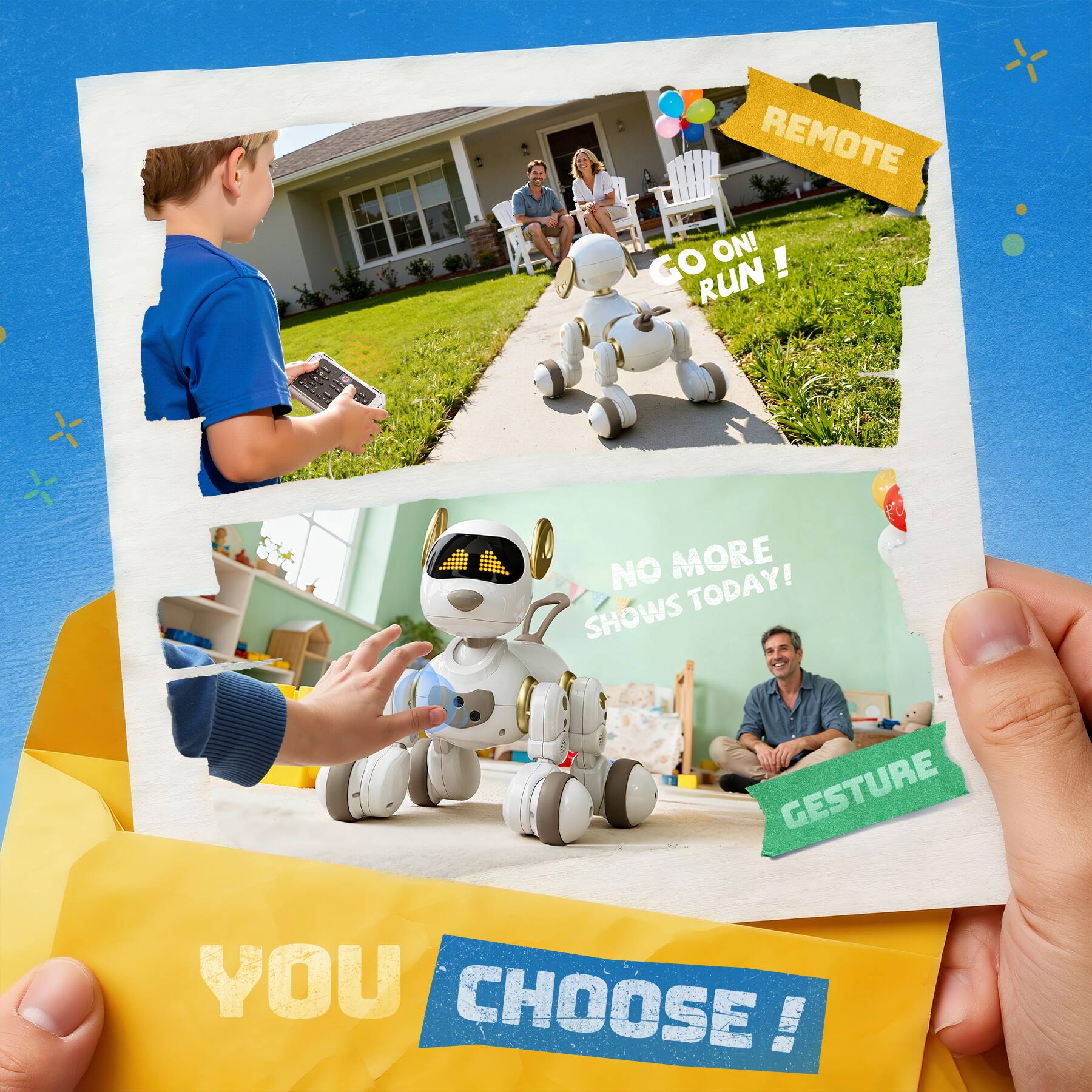 REMOTE GO ON! RUN! NO MORE TODAY! SHOWS FU GESTURE YOU CHOOSE!