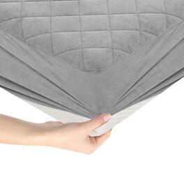 Costway - Twin Size Mattress Protector with Deep Pocket Sponge Padding Anti-slip Bottom - Gray