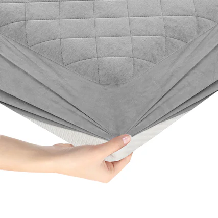Front. Costway - Costway King Size Mattress Protector with Deep Pocket Sponge Padding Anti-slip Bottom - Grey.