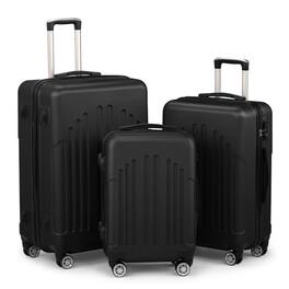 Winado - 20"24"28" Trolley Case 3-Piece ABS Hardside Luggage Suitcase Set with Spinner Wheels & TSA Lock for Travel Business - Black