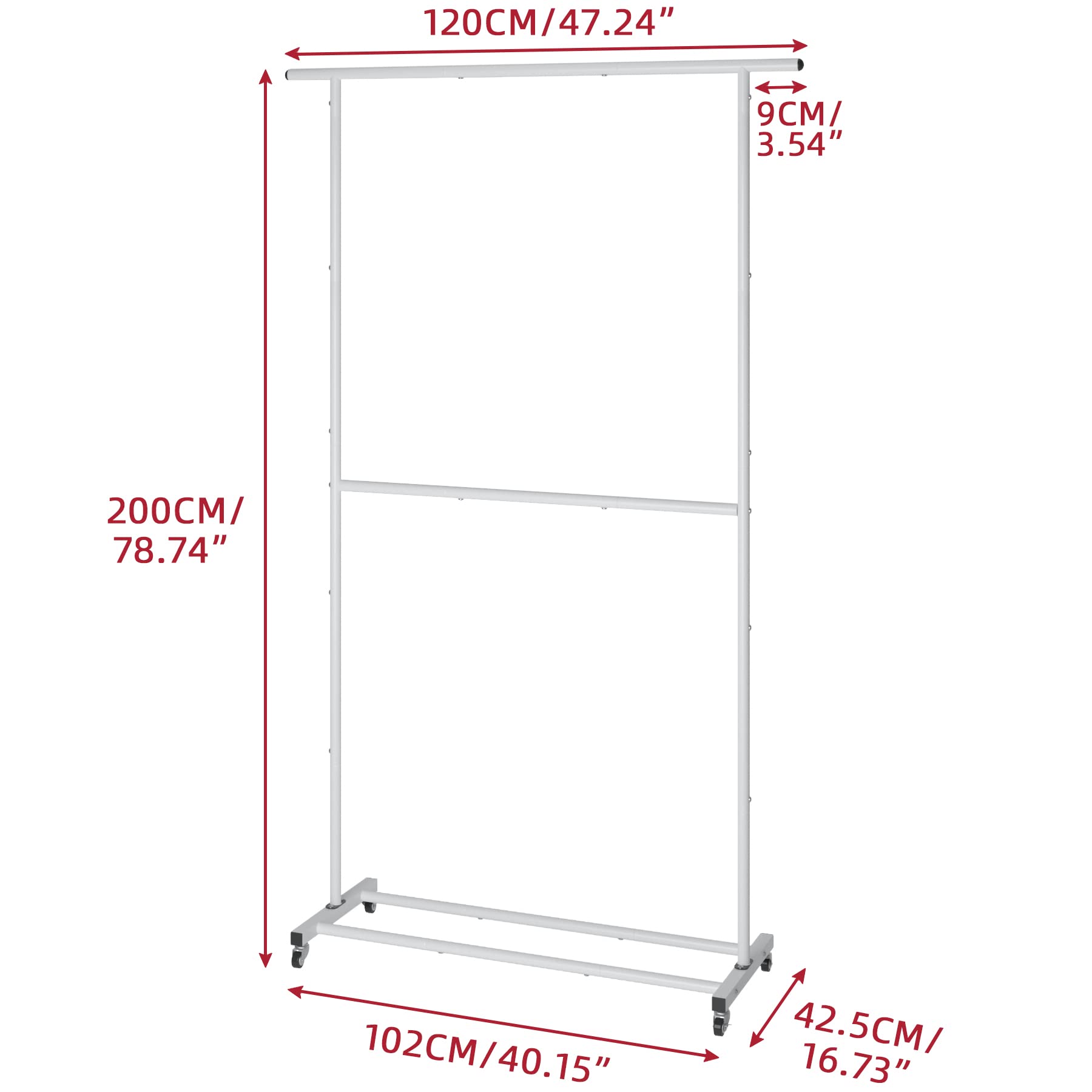 120CM/47.24"  
9CM/3.54"  
200CM/78.74"  
102CM/40.15"  
42.5CM/16.73"