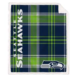 Pegasus - Seattle Seahawks 50" x 60" Playmaker Plaid Ultra Cozy Sherpa Throw - Multicolor