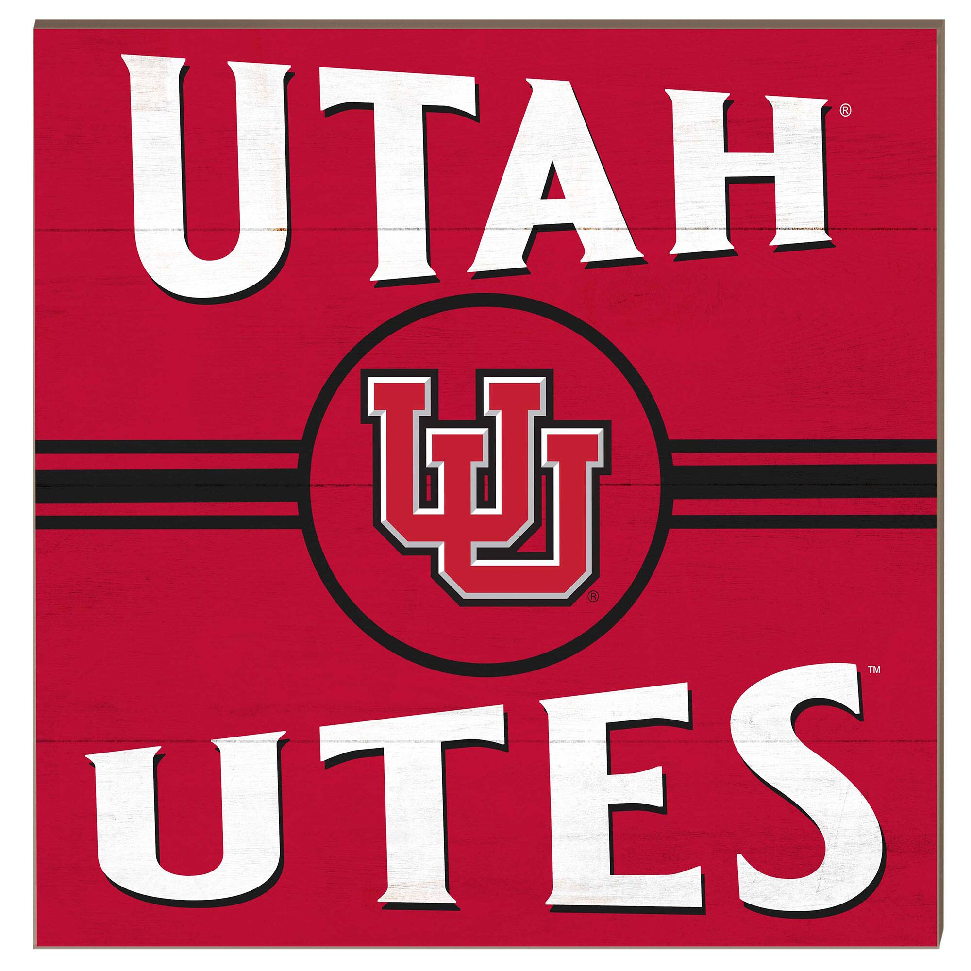Utah Utes 10'' x 10'' Retro Team Sign