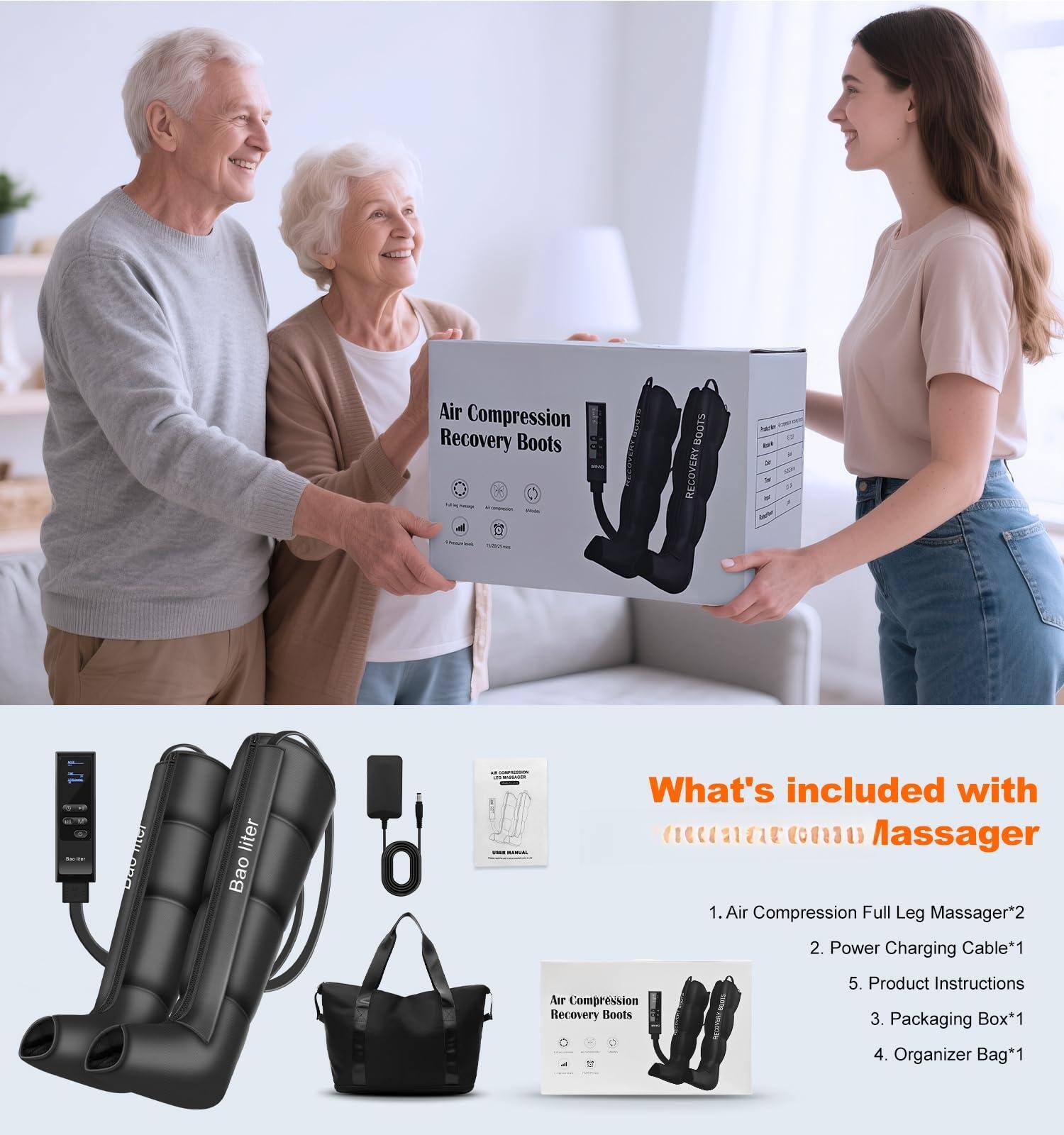 Live At Space 4D Air Compression Leg Massager 9 Levels 6 Modes Foot to ...