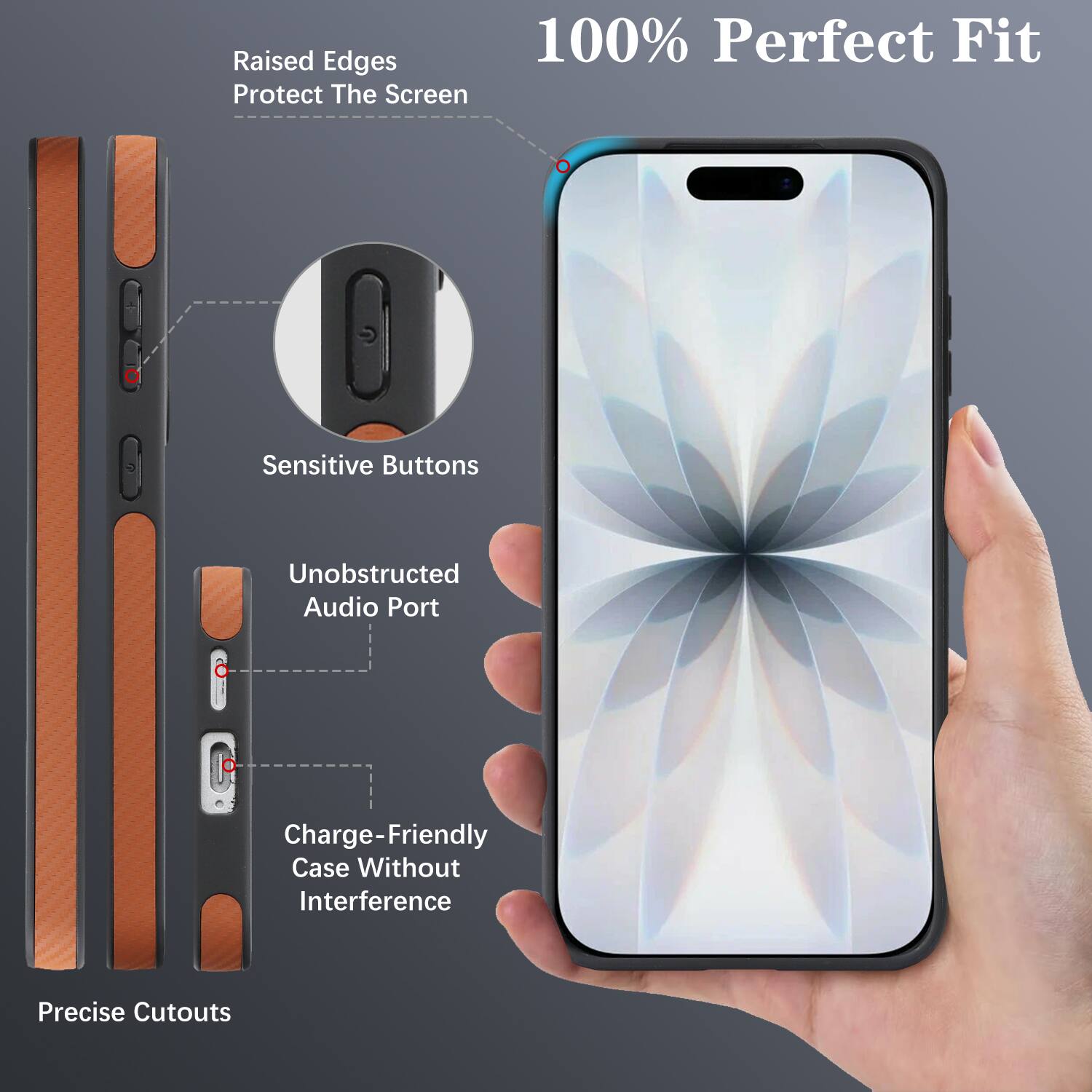 Raised Edges 100% Perfect Fit Protect The Screen Sensitive Buttons Unobstructed Audio Port Charge-Friendly Case Without Interference Precise Cutouts