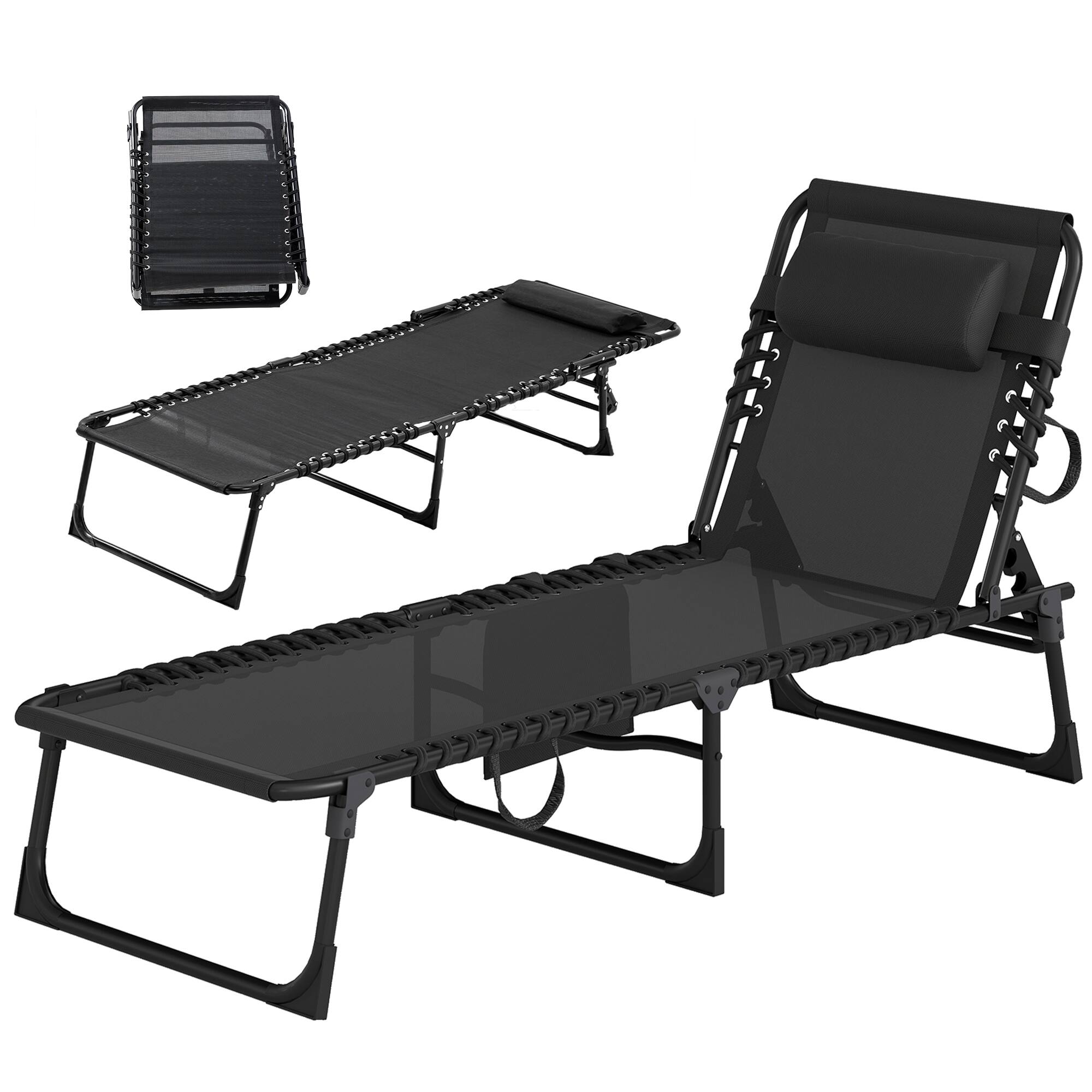 Front. Outsunny - Chaise Lounge Chair - Black.