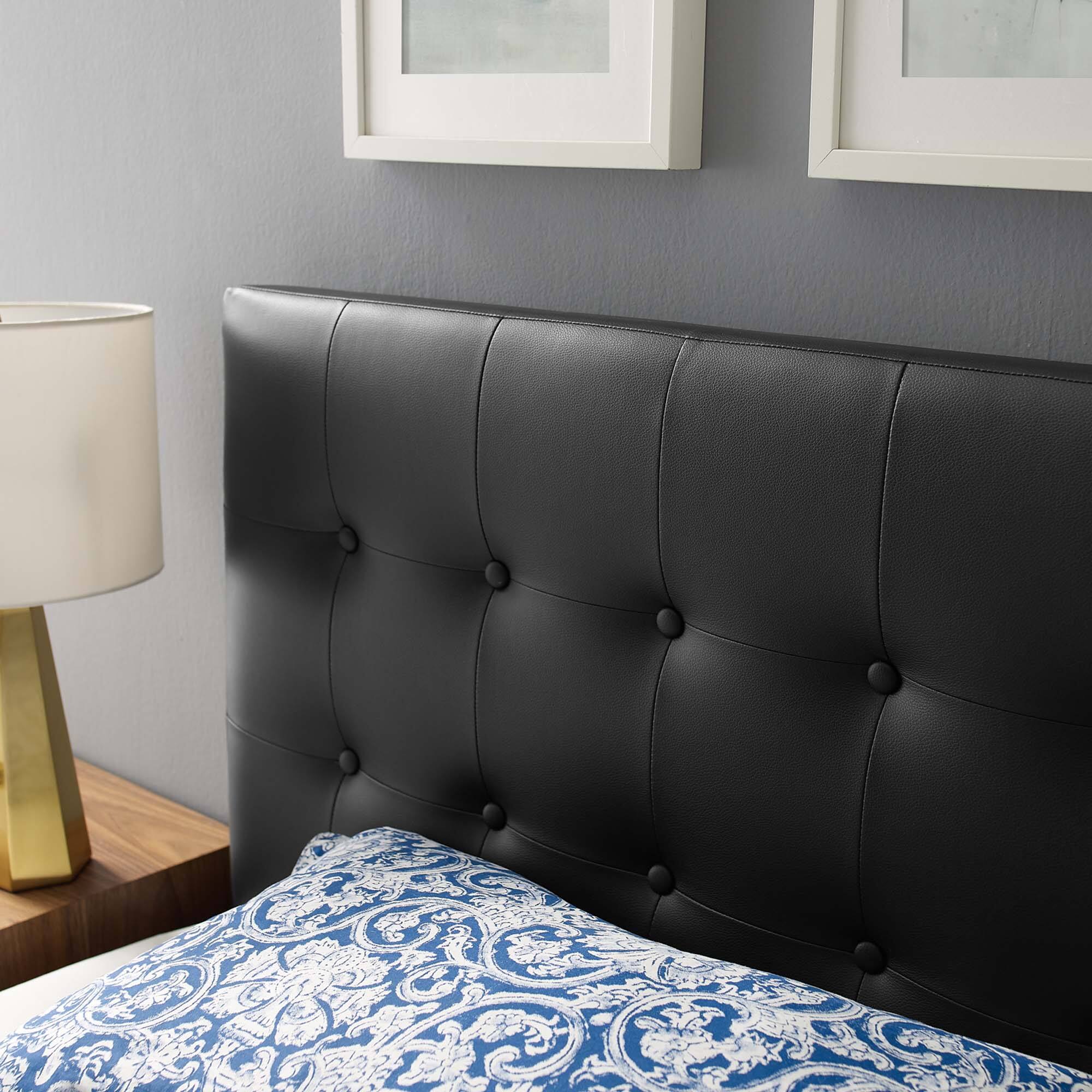 Alt View 4. Modway - Emily Upholstered Vinyl Twin Headboard by Modway - Black.