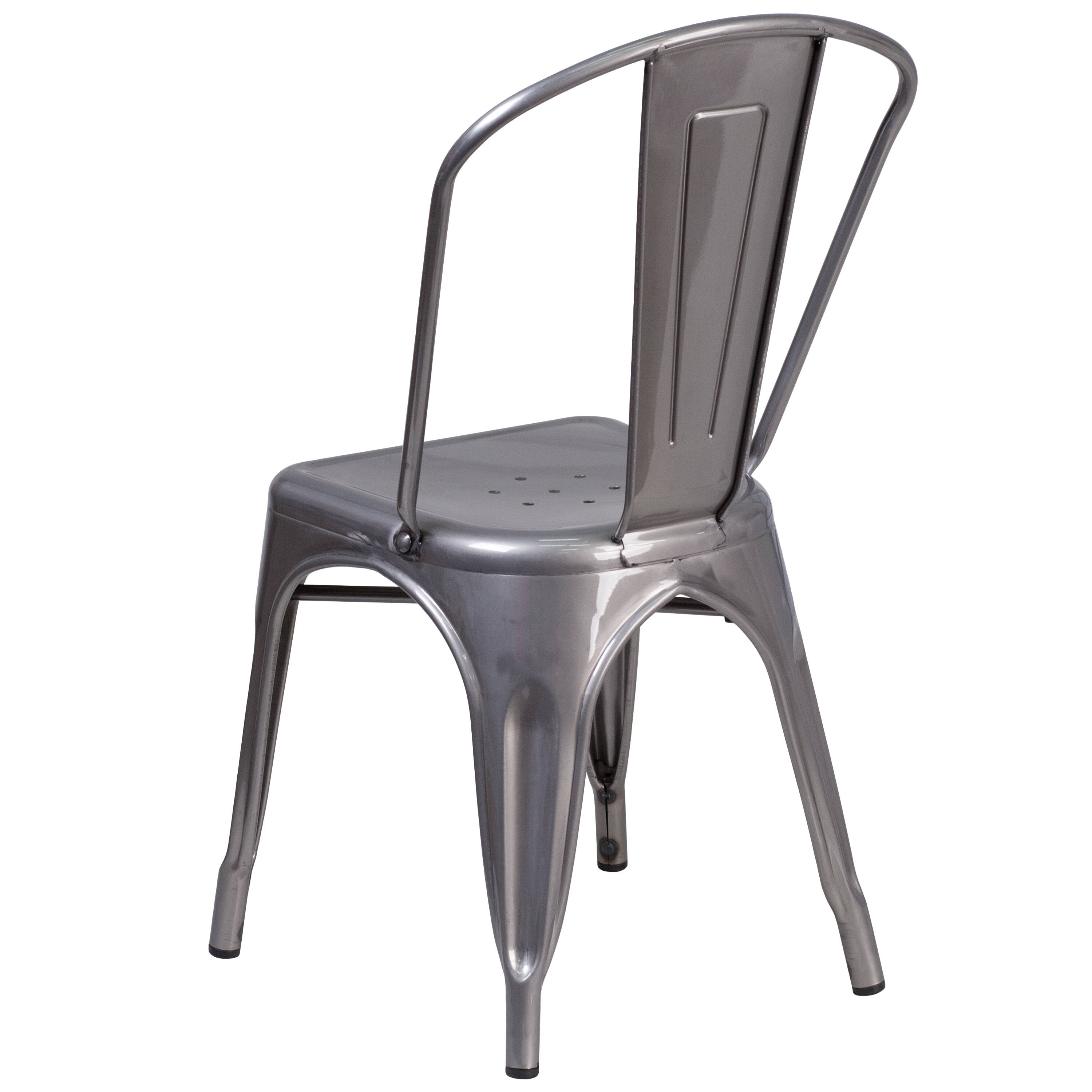 Alt View 4. Emma + Oliver - 4 Pack Metal Indoor Stackable Chair - Clear Coated.
