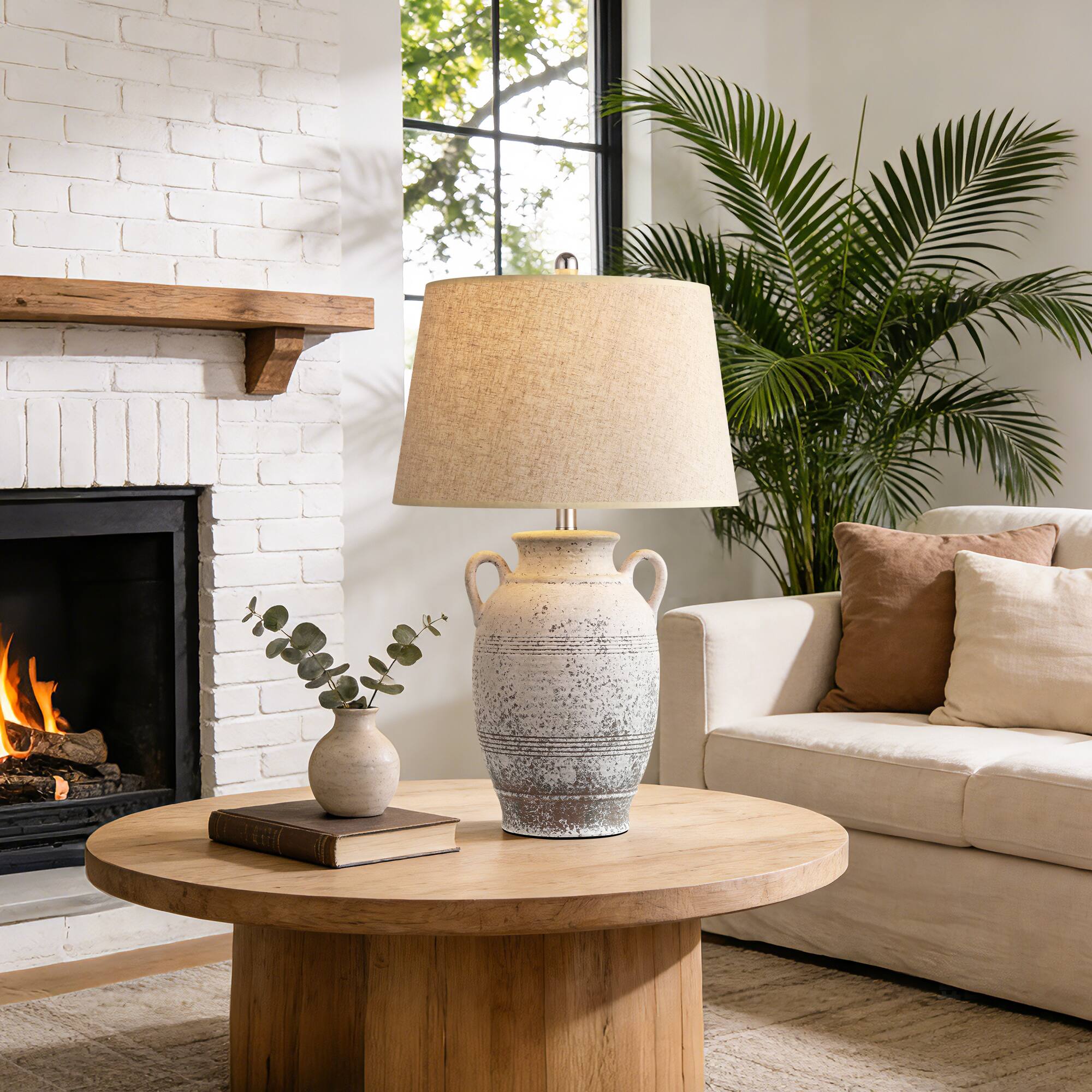 Alt View 2. partphoner - Rustic White Ceramic Table Lamp - Rustic White.