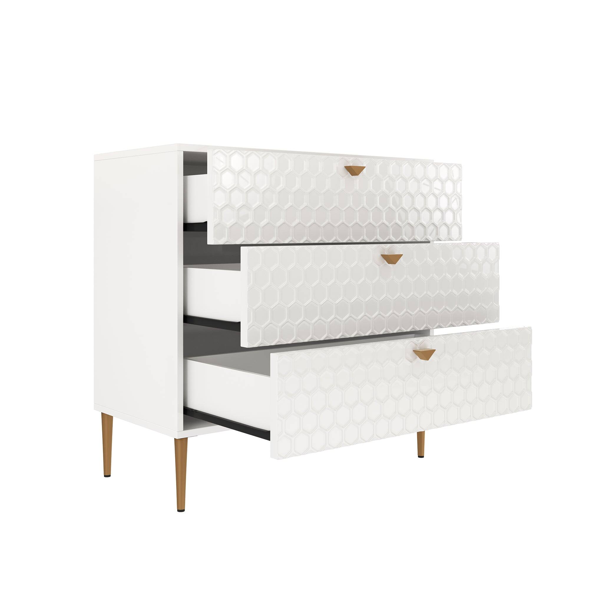 Alt View 7. Boyel Living - White Accent Storage Cabinet with 3-Drawer Chest - White.