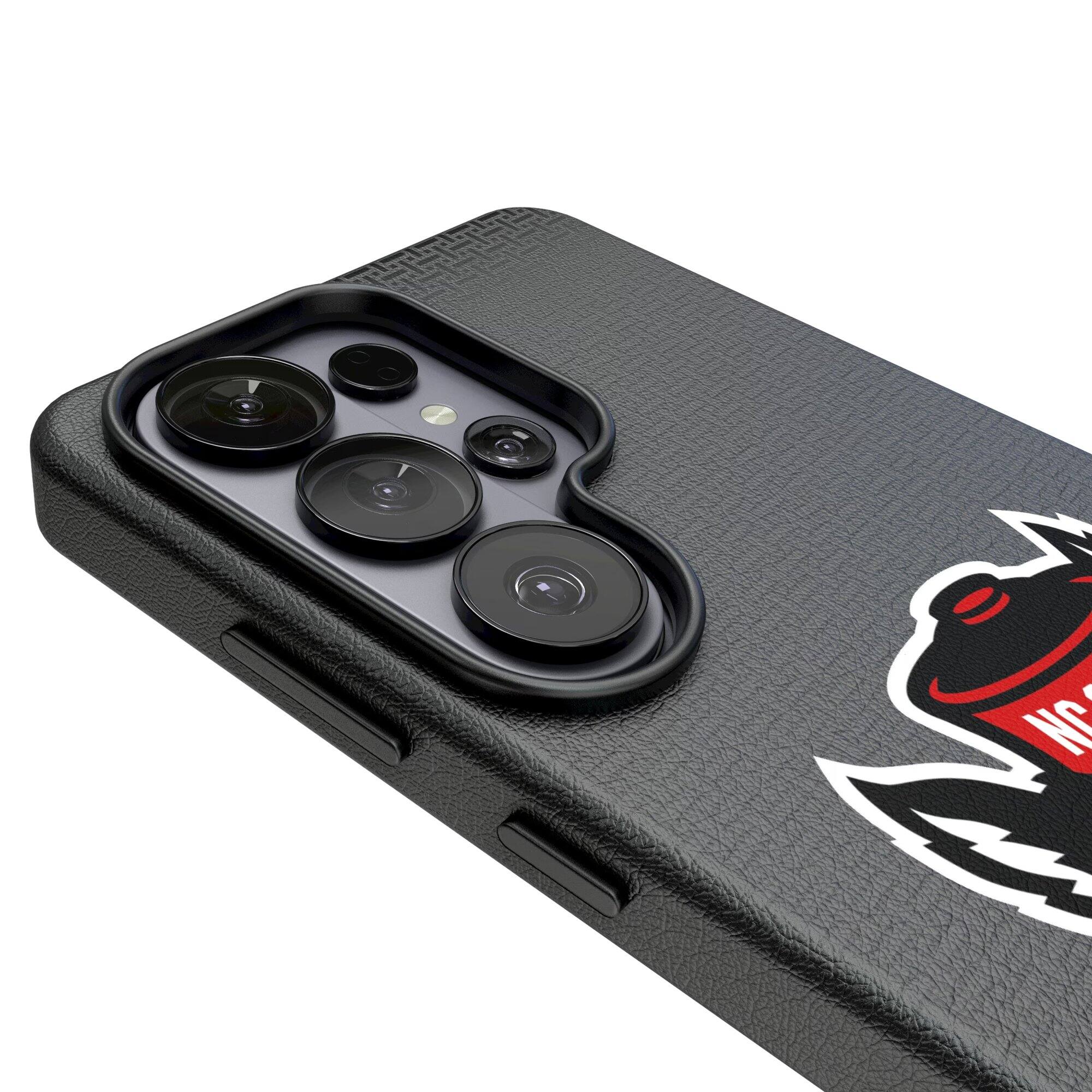 Alt View 2. Keyscaper - NC State Wolfpack Linen Galaxy Magnetic Bump Case - S25 Ultra - Black.