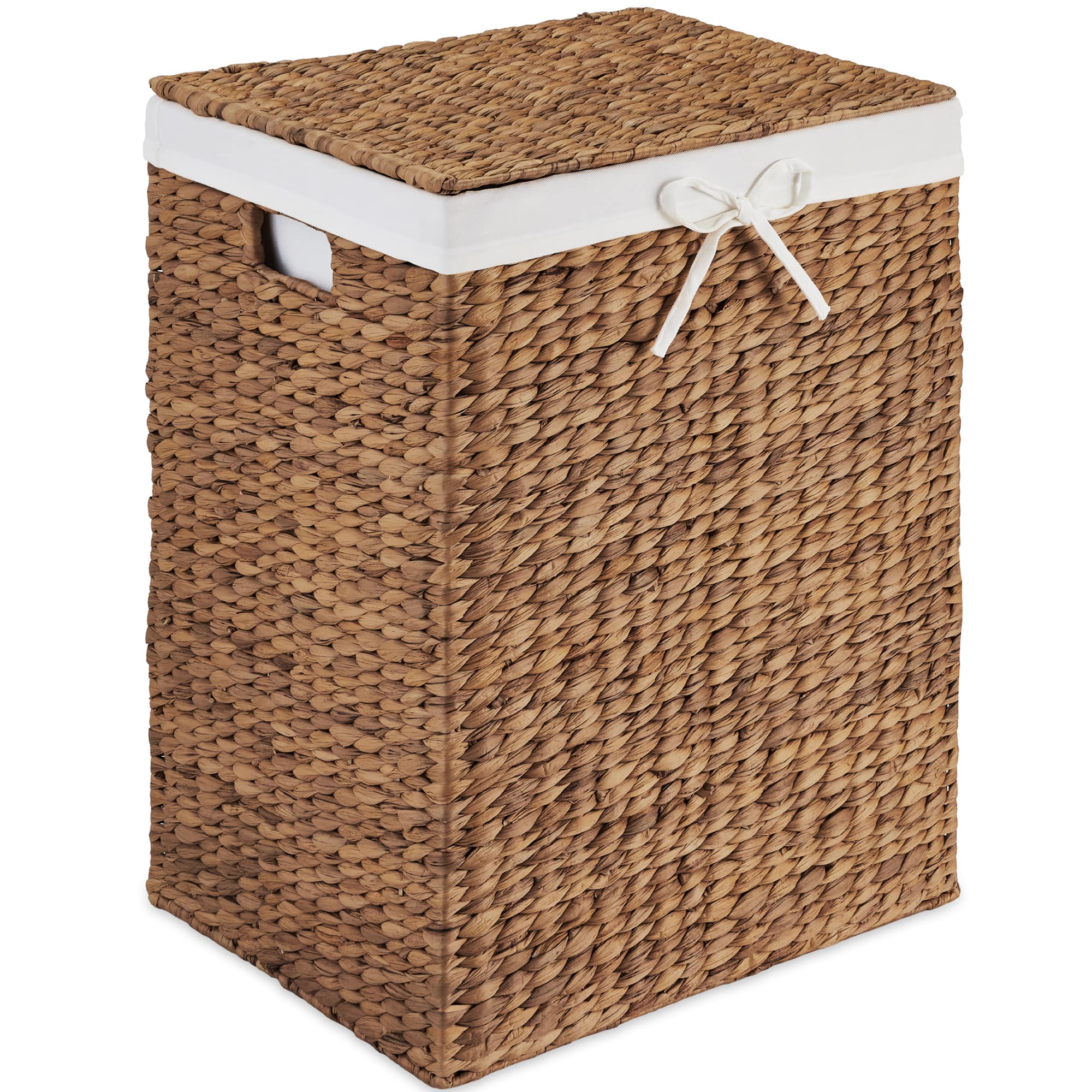 Front. Best Choice Products - Best Choice Products Large Laundry Hamper w/Lid, Handwoven Laundry Basket, w/ Removable Liner & Handles - Chestnut - Chestnut.