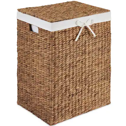 Front. Best Choice Products - Best Choice Products Large Laundry Hamper w/Lid, Handwoven Laundry Basket, w/ Removable Liner & Handles - Chestnut - Chestnut.