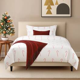 CGK Linens - Luxury Soft Premium Christmas Duvet Cover Set - Zipper Closure & Matching Pillow Shams - Twin - Candy Cane