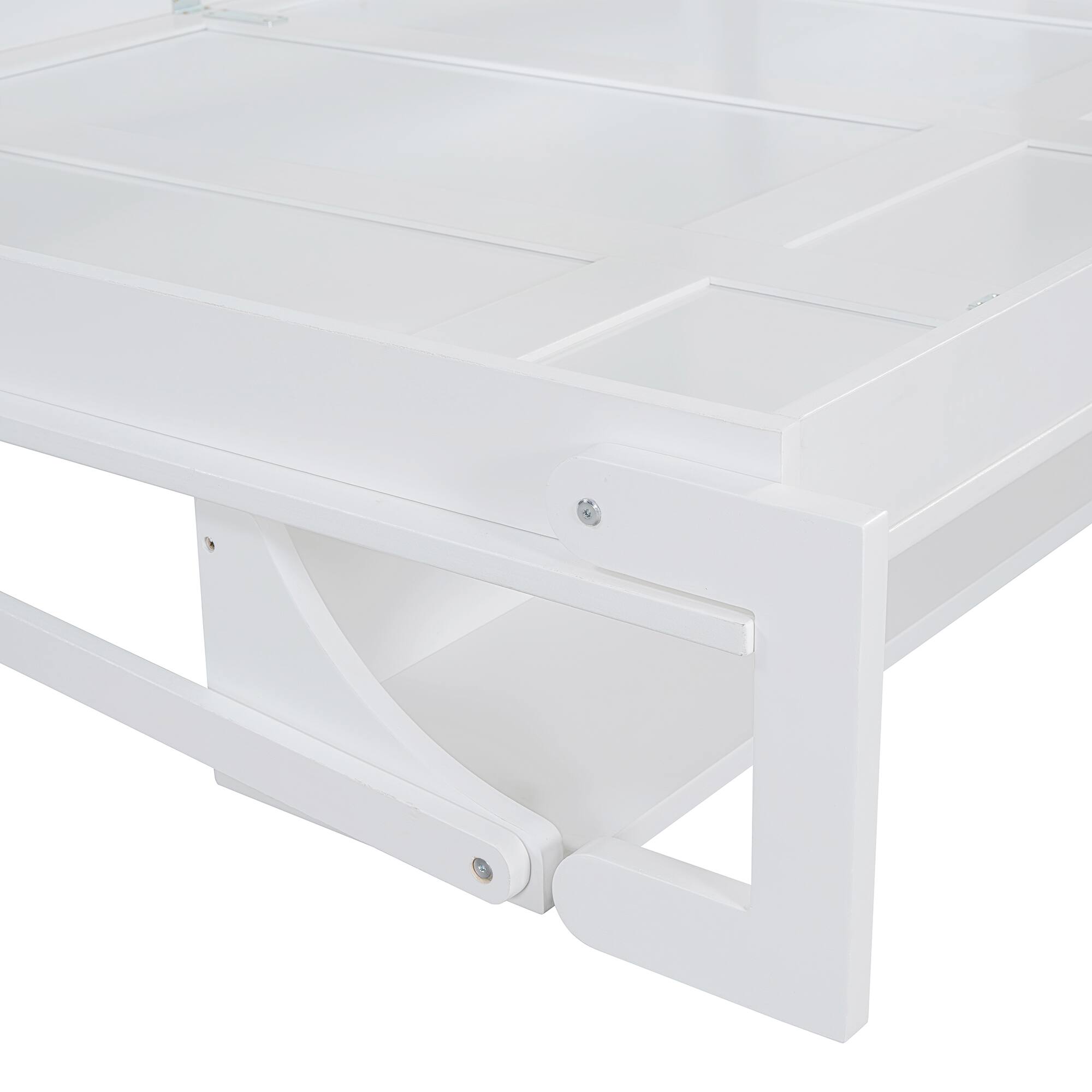 Alt View 8. Tiramisubest - White Wood Full Size Murphy Bed with Hydraulic Lift & Desk, Space-Saving and Sturdy - White.