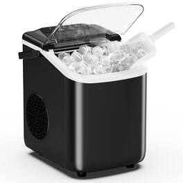 Bestier - Portable Ice Makers Countertop, 9 Cubes in 6 Mins, with Basket & Spoon, 2 Ice Sizes - Black