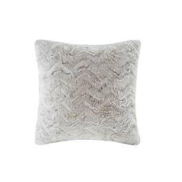 Gracie Mills - Shawn Faux Brushed long Fur Square Pillow - Snow Leopard