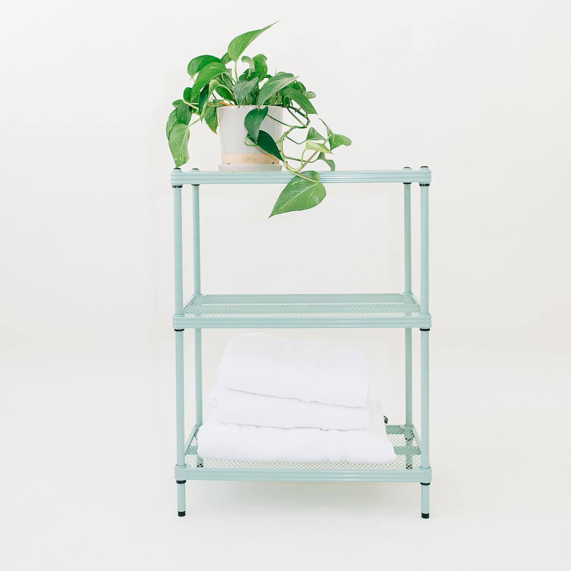 Alt View 8. Design Ideas - Design Ideas MeshWorks 3 Tier Full-Size Metal Storage Shelving Unit Rack, Green - Sage Green.